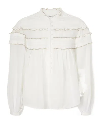 Isabel Marant Étoile Doane Ruffled Cotton-blend Voile Blouse In White