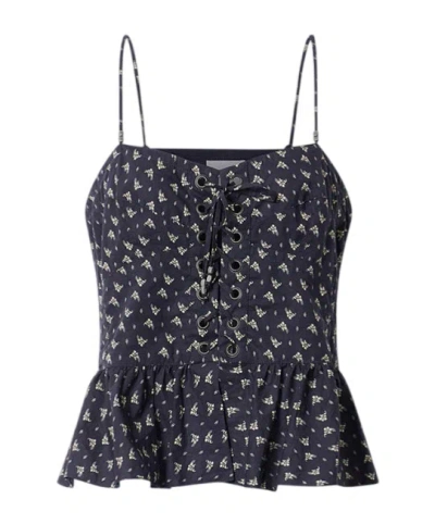 Isabel Marant Étoile Dolma Floral Lace-up Top In Black
