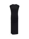 Isabel Marant Étoile Midi Dress With Cap Sleeves And Ruched Detailing In Black