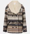 Isabel Marant Étoile Dorcas Faux Shearling-trimmed Peacoat In Faded Black