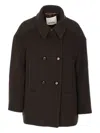 Isabel Marant Étoile Double-breasted Brown Coat With Structured Collar In Multi