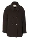 Isabel Marant Étoile Double-breasted Brown Coat With Structured Collar In Brown