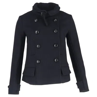 Isabel Marant Etoile Double-breasted Coat In Navy Blue Wool