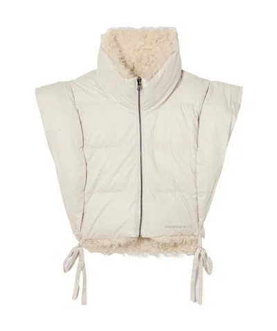 Isabel Marant Étoile Reversible Cropped Quilted Padded Faux Shearling-trimmed Shell Vest In White