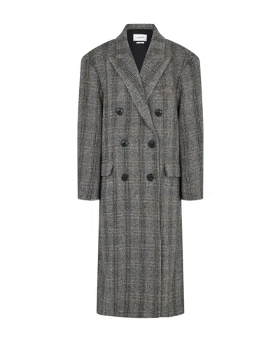 Isabel Marant Étoile Double-breasted Long Coat In Gray
