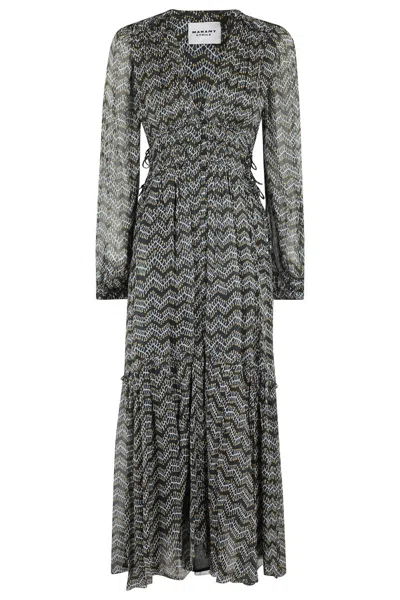 Isabel Marant Étoile Draped Black Maxi Dress With V-neckline