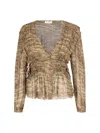 Isabel Marant Étoile Sheer V-neck Ruched Long Sleeve Top