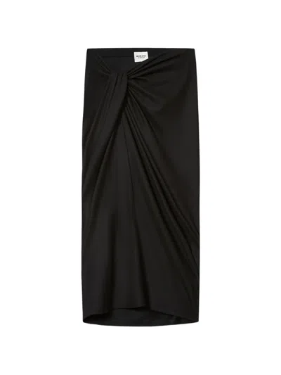 Isabel Marant Étoile Draped Knot-detail Midi Skirt In Black