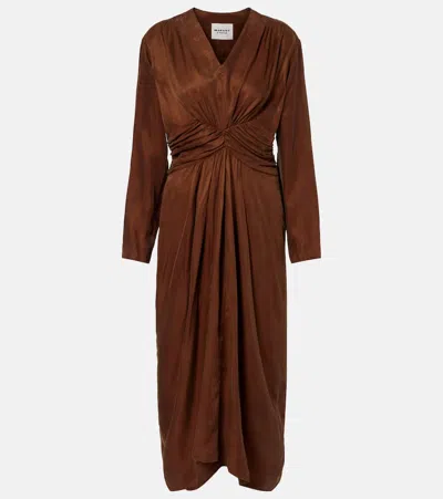 Isabel Marant Étoile Draped Midi Dress In Brown