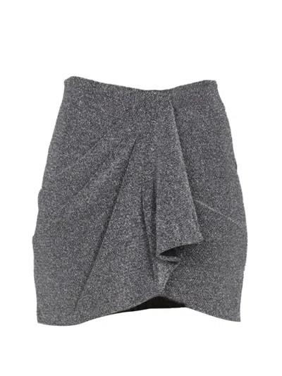 Isabel Marant Étoile Enali Tiered Lace-trimmed Linen Mini Skirt In Gray