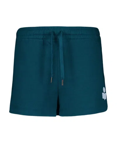 Isabel Marant Étoile Logo Printed Drawstring Shorts In Blue