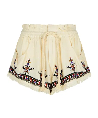 Isabel Marant Étoile Viscose Shorts Embroidered Design In Beige