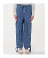Isabel Marant Étoile Medium Blue Drawstring Cargo Jeans In Blue