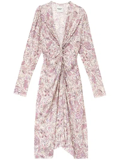 Isabel Marant Étoile Zeliha Dress In Ecru-purple