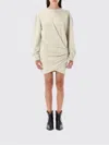 Isabel Marant Étoile Mini Dress With Draped Detail And Long Sleeves In Neutral