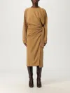 Isabel Marant Étoile Sandrina Long Sleeve Cotton Fleece Dress In Brown