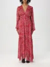 Isabel Marant Étoile 'amara' Red Long Dress With V Neck And Asymmetric Hem In Red