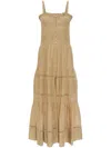 Isabel Marant Étoile Isabel Marant Etoile Divine Khaki Embroidered Straps Dress In Light Khaki