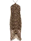 Isabel Marant Étoile Valdi Printed Halterneck Midi Dress In Ochre