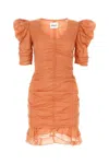 Isabel Marant Étoile Isabel Marant Etoile Woman Copper Cotton Sireny Mini Dress In Orange