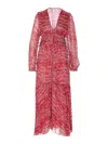 Isabel Marant Étoile 'amara' Red Long Dress With V Neck And Asymmetric Hem In Red