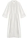 Isabel Marant Étoile Tianny Pleated Broderie Anglaise Cotton Midi Dress In White