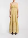 Isabel Marant Étoile Dress Spaghetti Straps Tiered Ruffle Embroidered In Multi