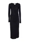 Isabel Marant Étoile Crewneck Long Sleeve Midi Dress With Ruched Detailing In Blue