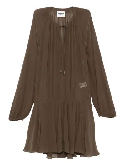 Isabel Marant Étoile Pleated Drawstring Dress In Brown
