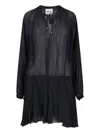 Isabel Marant Étoile Black Semi-transparent Midi Dress With Drawstring Waist In Blue
