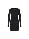Isabel Marant Étoile Draped Jersey Mini Dress With Long Sleeves In Black