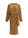 Isabel Marant Étoile Sandrina Long Sleeve Cotton Fleece Dress In Brown
