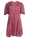 Isabel Marant Étoile Short Sleeves Floral Pattern Dress Ruffled Collar In Pink