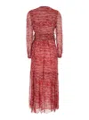 Isabel Marant Étoile 'amara' Red Long Dress With V Neck And Asymmetric Hem In Red