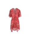 Isabel Marant Étoile Red Printed Muslin Short Vivienne Dress In Red