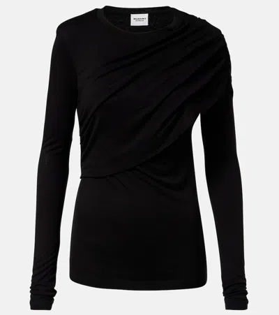 Isabel Marant Étoile Dressi Draped Jersey Top In Black