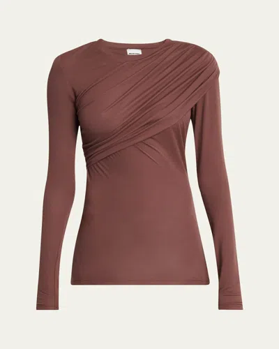 Isabel Marant Étoile Dressi Draped Long-sleeve Top In Burgundy