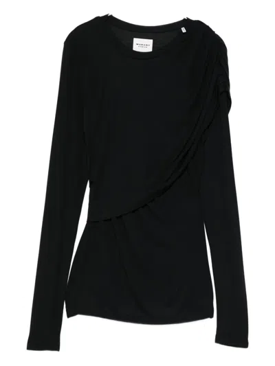 Isabel Marant Étoile Draped Long-sleeved Top With Fitted Silhouette In Black
