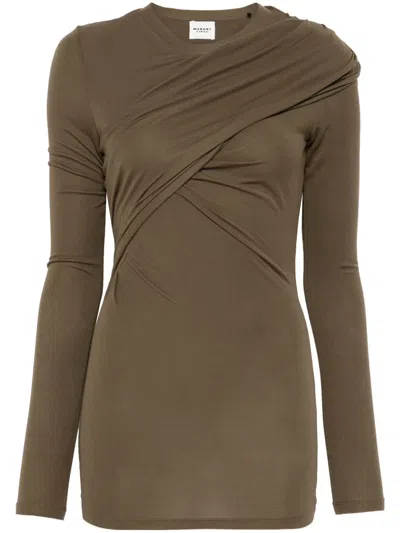Isabel Marant Étoile Ruched Knit Top In Brown