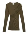 Isabel Marant Étoile Asymmetric Long Sleeve Draped T-shirt In Brown