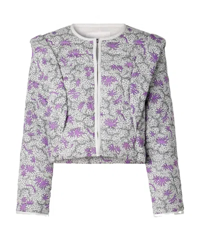 Isabel Marant Étoile Drew Convertible Printed Quilted Cotton Jacket In Purple