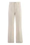 Isabel Marant Étoile Cotton Trousers With Belt Loops And Wide Leg In Beige