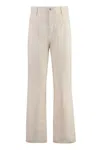 Isabel Marant Étoile Cotton Trousers With Belt Loops And Wide Leg In Ecru
