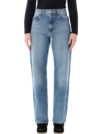 Isabel Marant Étoile Dromie Denim Trousers Contrast Stitching Design In Blue