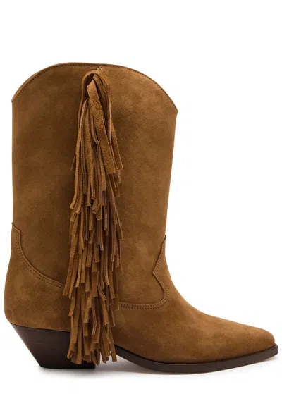 Isabel Marant Étoile Duerto 50 Fringed Suede Mid-calf Boots In Camel