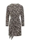 Isabel Marant Étoile Viscose Printed Dress Asymmetric Hem In Black