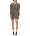 Isabel Marant Étoile Dulce Printed Gathered Minidress In Black