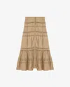 Isabel Marant Étoile Green Cotton Voile Dusta Long Skirt In Light Khaki