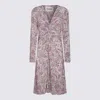 Isabel Marant Étoile Printed Paisley Knot Detail V-neck Midi Dress In Ecru/purple