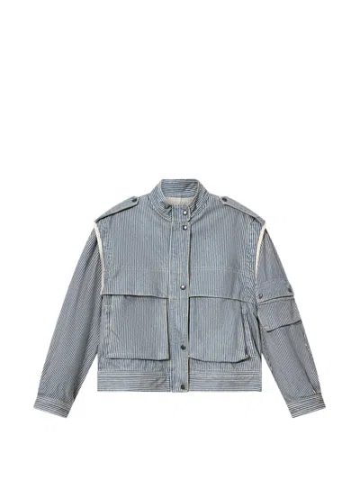 Isabel Marant Étoile Edany Striped Cotton Utility Jacket In Gray